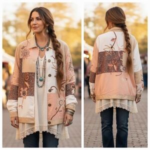 Indigo Moon XL Indie Sleeze Boho Hippie Patchwork Tapesty Embroidered Shacket